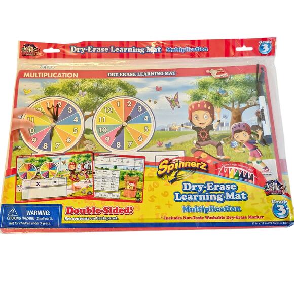 Lot of 3 Multiplication Learning Mat Spinnerz Smart Dudes Grade 3+ Double-Sided - Picture 2 of 9